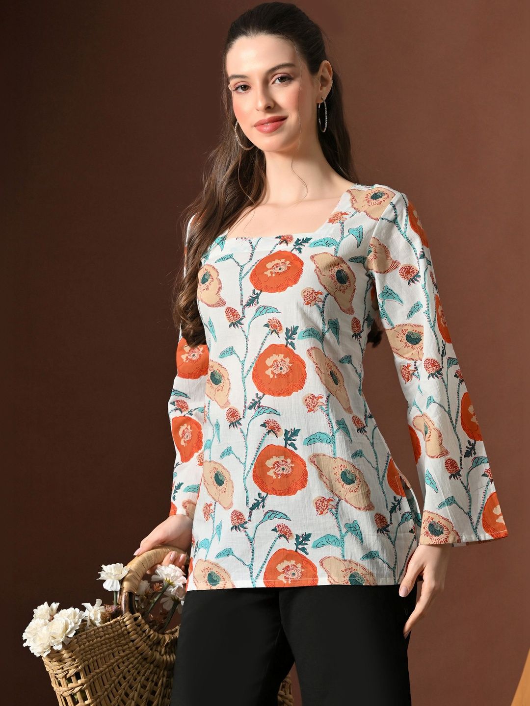 Printed Square Neck Pure Cotton